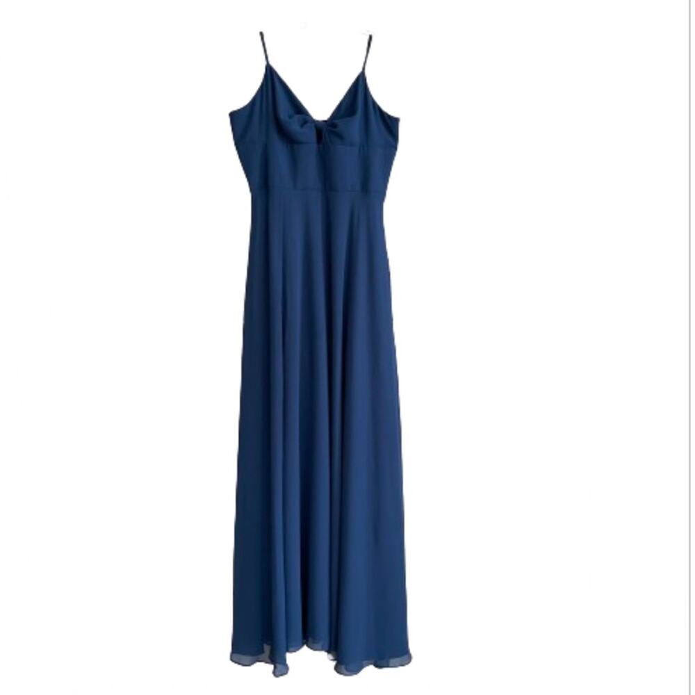 Dress The Population Dress Blue Cambria Knot Tie Bodice Formal Evening Large NEW - Picture 9 of 13